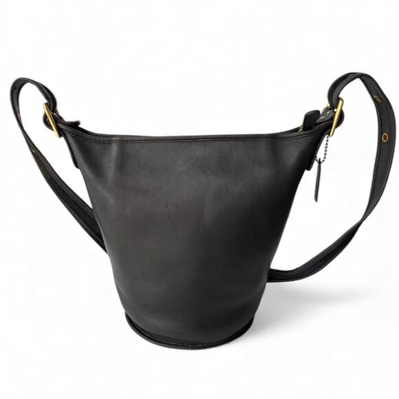 Vintage COACH 9953 Helen Berg's Legacy Black Leather Bucket Bag Brass - Picture 4 of 11